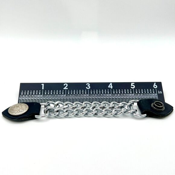 Biker Vest Extenders Set of 4 Western Floral Concho Double Chain Black Silver - Picture 5 of 5